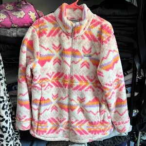NWOT Columbia women’s  Fleece Jacket - Pink, Orange, and Cream
